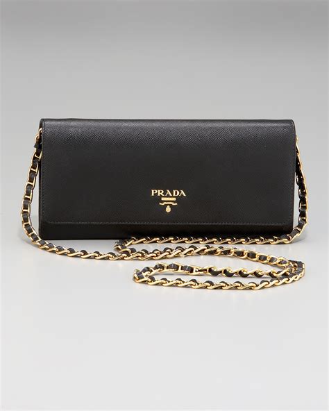 prada leather wallet black luxe saffiano chain crossbody bags resale|real real prada crossbody.